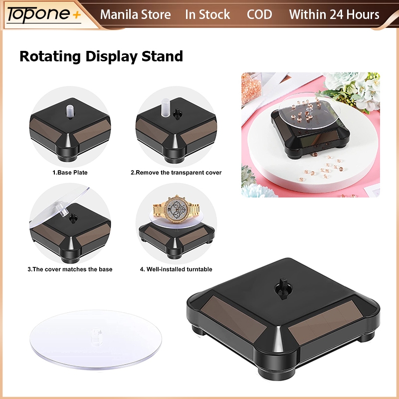 Solar Rotating Display Stand 360 Turntable Showcase For Jewelry Watch ...