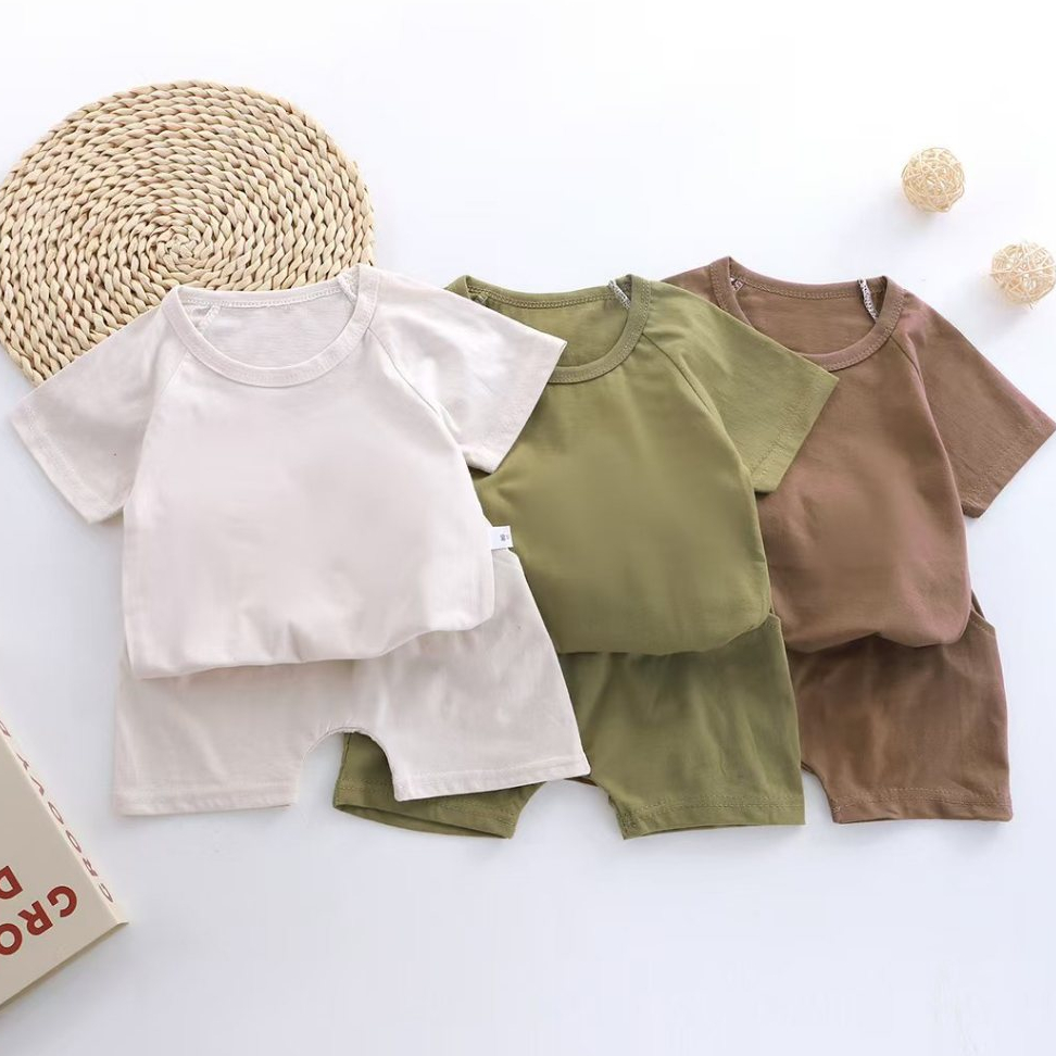 Baby Color Boy Girl Clothes Terno Cotton Tshirt Top Shorts Set 2 Pieces ...