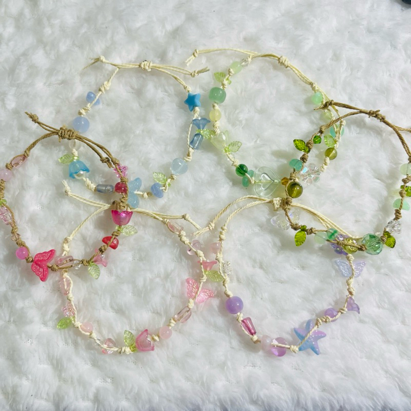 string bracelet Cottage core wax string beads bracelets adjustable ...