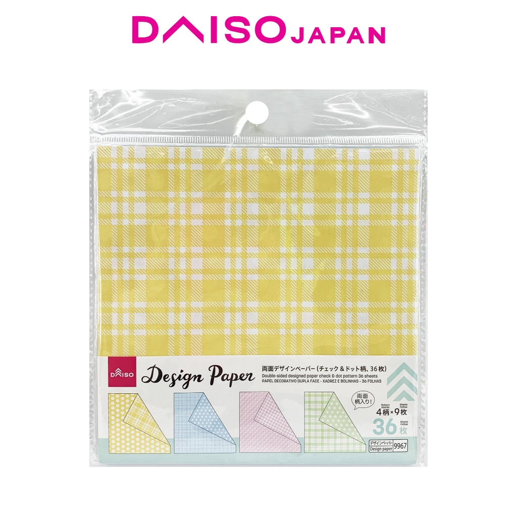 Daiso DoubleSided Check and Dot Pattern Chiyogami Origami Paper (36