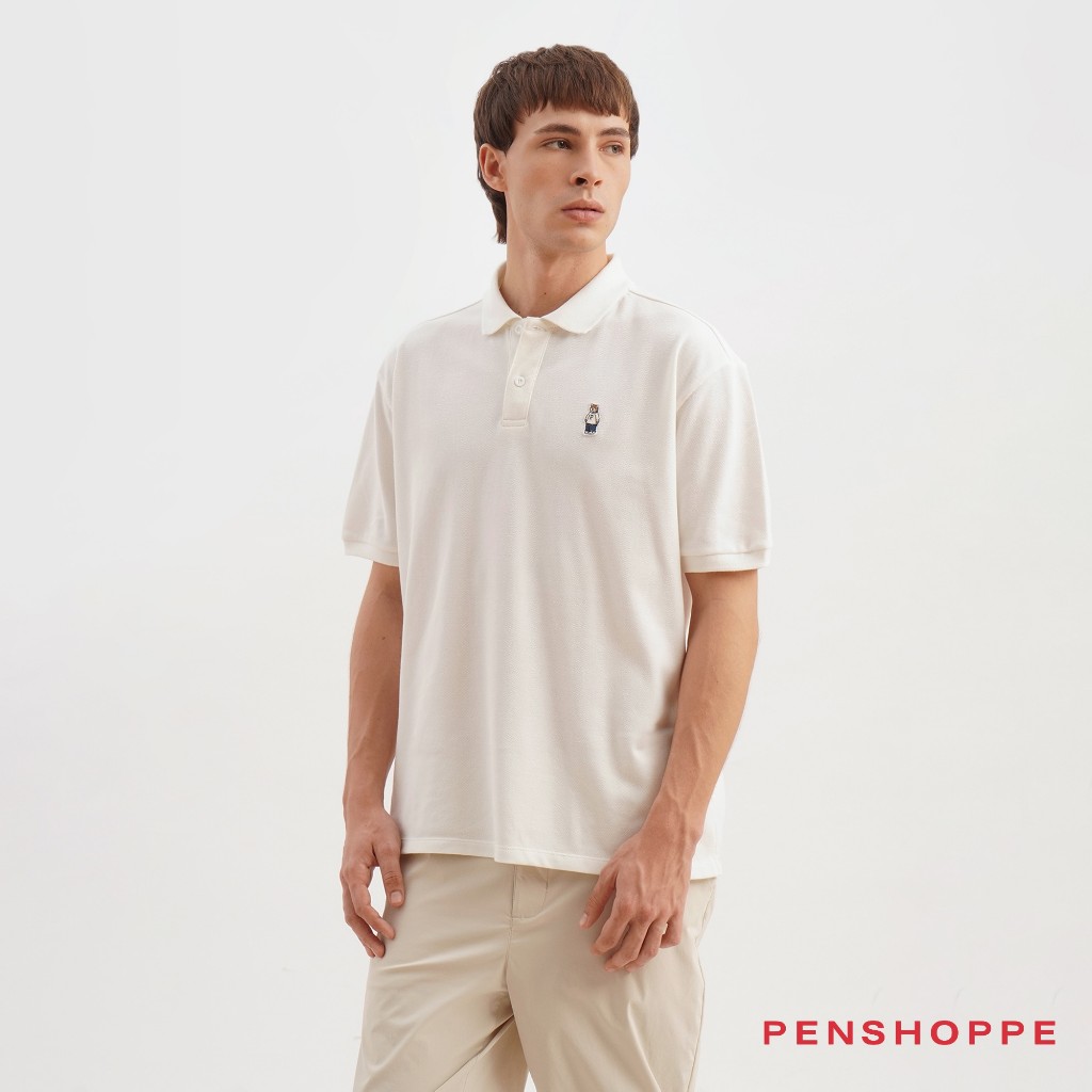 Penshoppe Relaxed Fit Polo With Crew Bear Patch Embroidery For Men