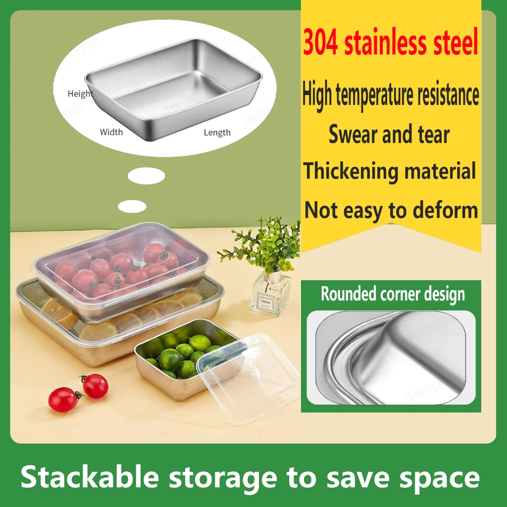 304 Stainless food container set food storage Freezer container ref ...