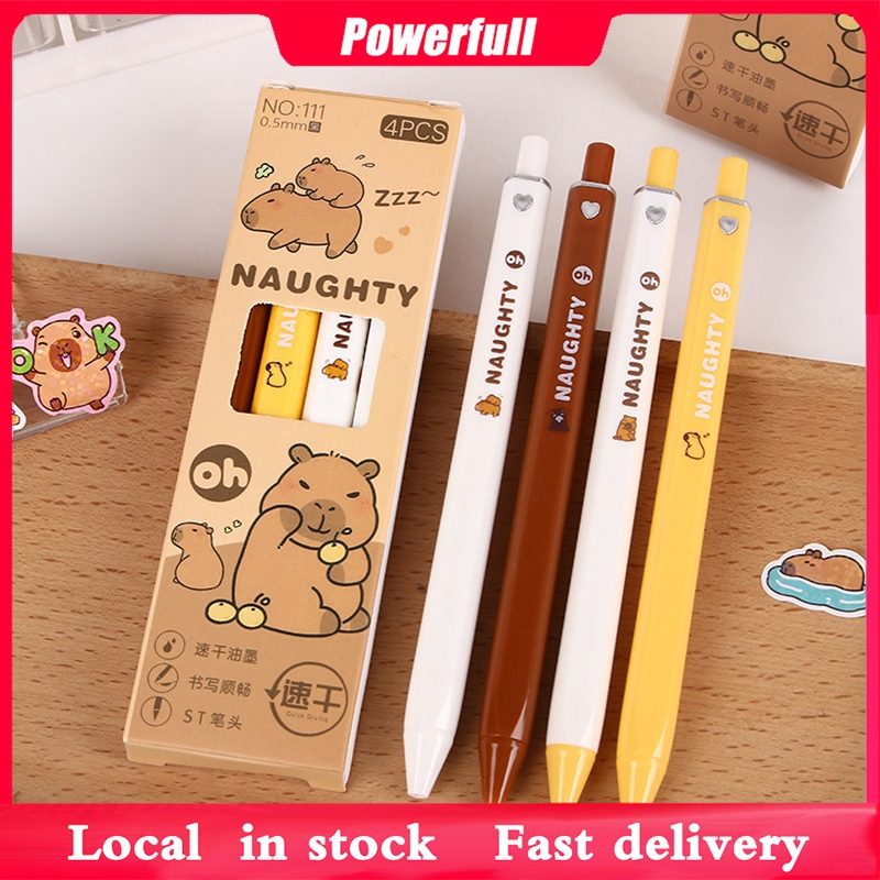 4pcs/set 0.5mm Capybara Cartoon Ink Pen Press Gel Pen Student Office ...
