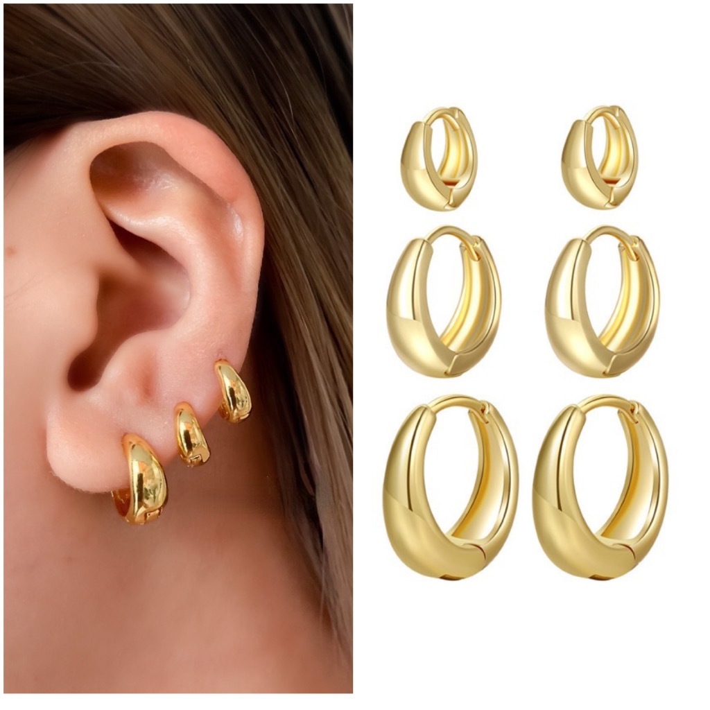 Vintage Dangle Chunky Hoop Earrings Rosegold / Gold Plated For Women