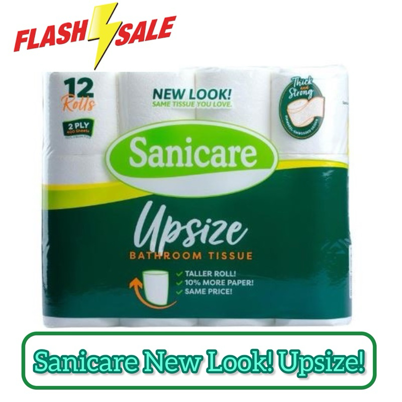 Upsize! SANICARE Bathroom Tissue New Look! 2 Ply 400 Sheets 12 Rolls ...