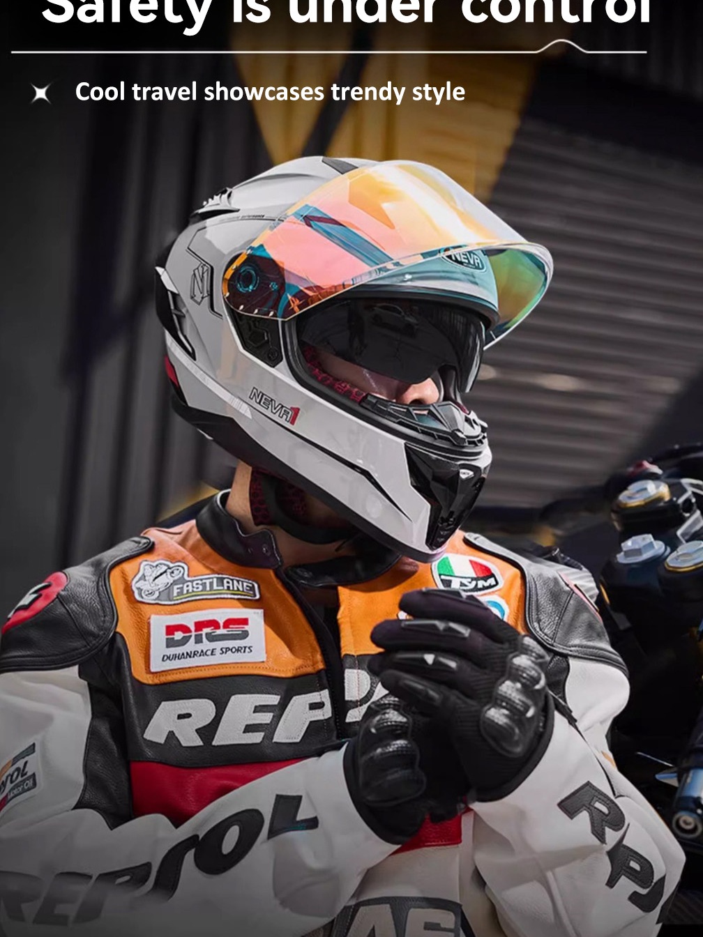 NEVA Abs material motorcycle full face helmet dual visor with icc