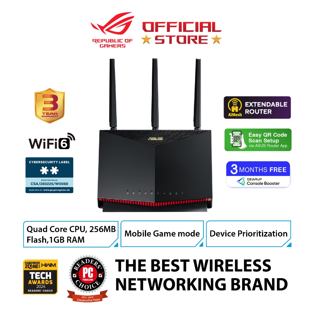 ASUS RTAX86U Pro (AX5700) Dual Band WiFi 6 Extendable Gaming Router, 2