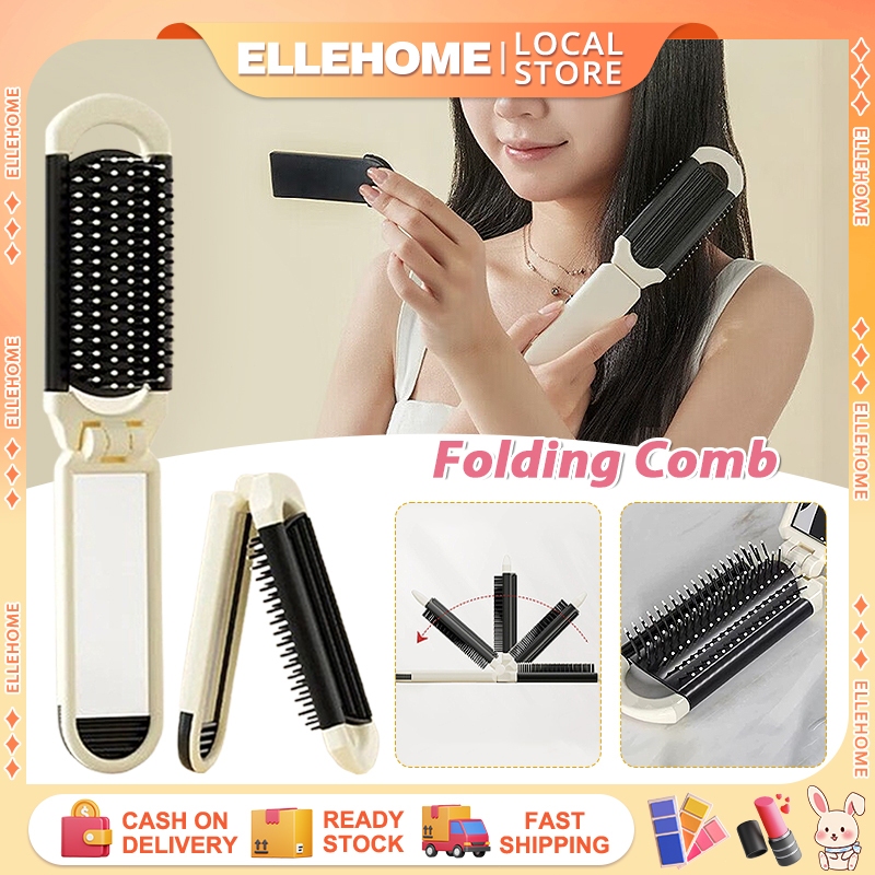 Folding Comb 2 in 1 Comb Mirror Set Cartoon Mini Hairbrush with ...