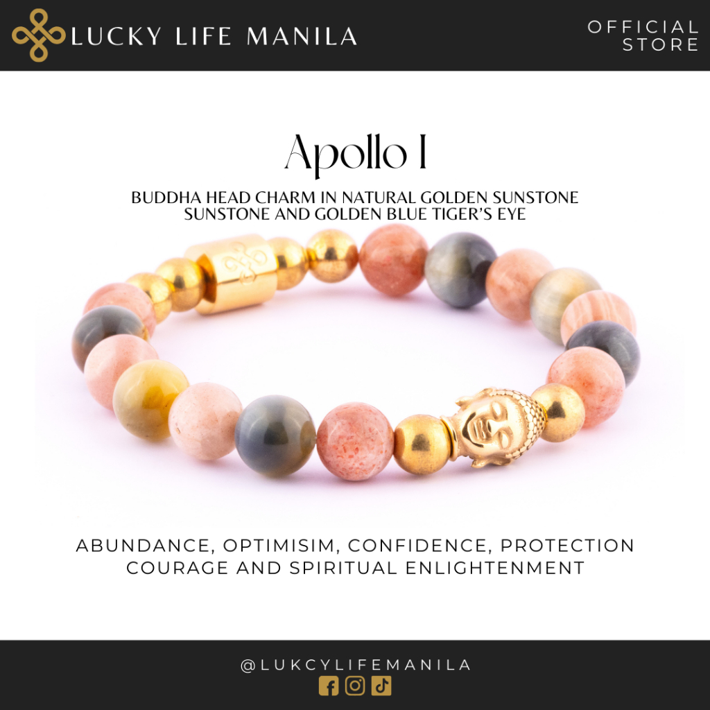 Apollo I Bracelet (Buddha Head Char, Golden Sunstone, Sunstone & Golden ...