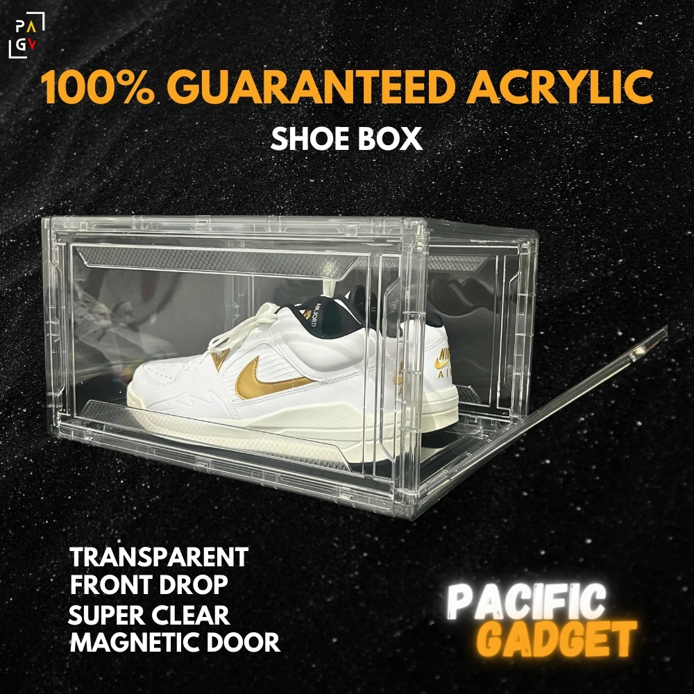 Acrylic Shoe Box Magnetic Front Side Drop Stackable Large Sneaker Container  1PC