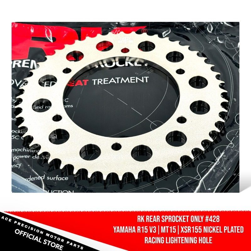 RK REAR SPROCKET ONLY R15 V3/ MT15/ XSR155 #428 NICKEL SERIES | Shopee ...