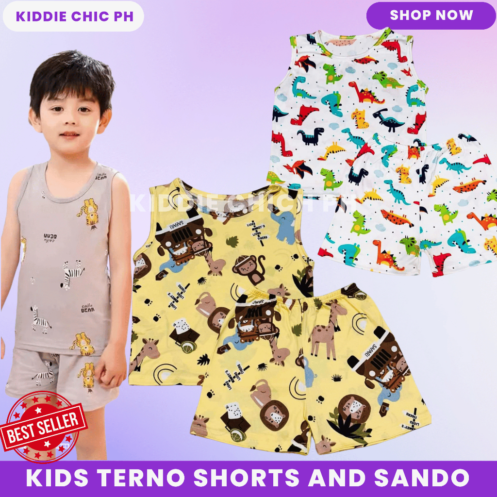 Stylish Sando Terno for Kid Boys – Cotton Sando and Short Terno Set ...