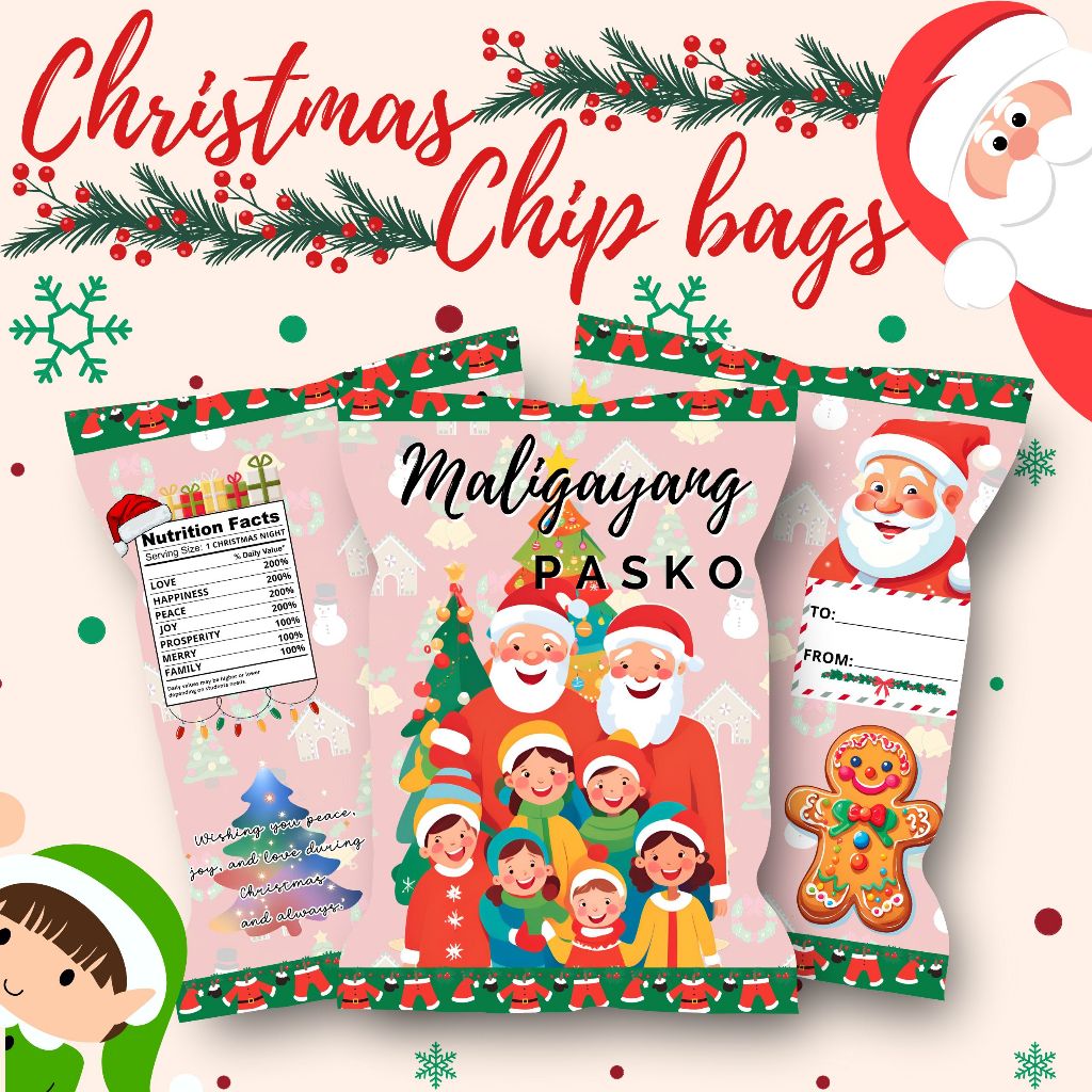 Christmas Chip Bags / Year End Party Gift Bags for Giveaways and