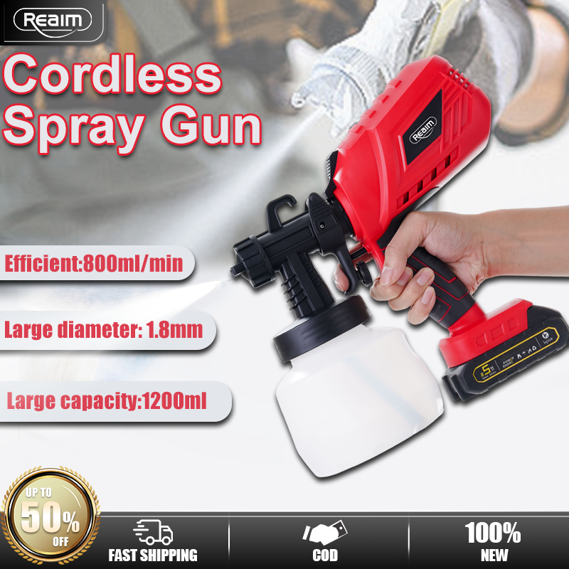REAIM Spray Paint Cordless Spray Gun High Pressure Household Paint