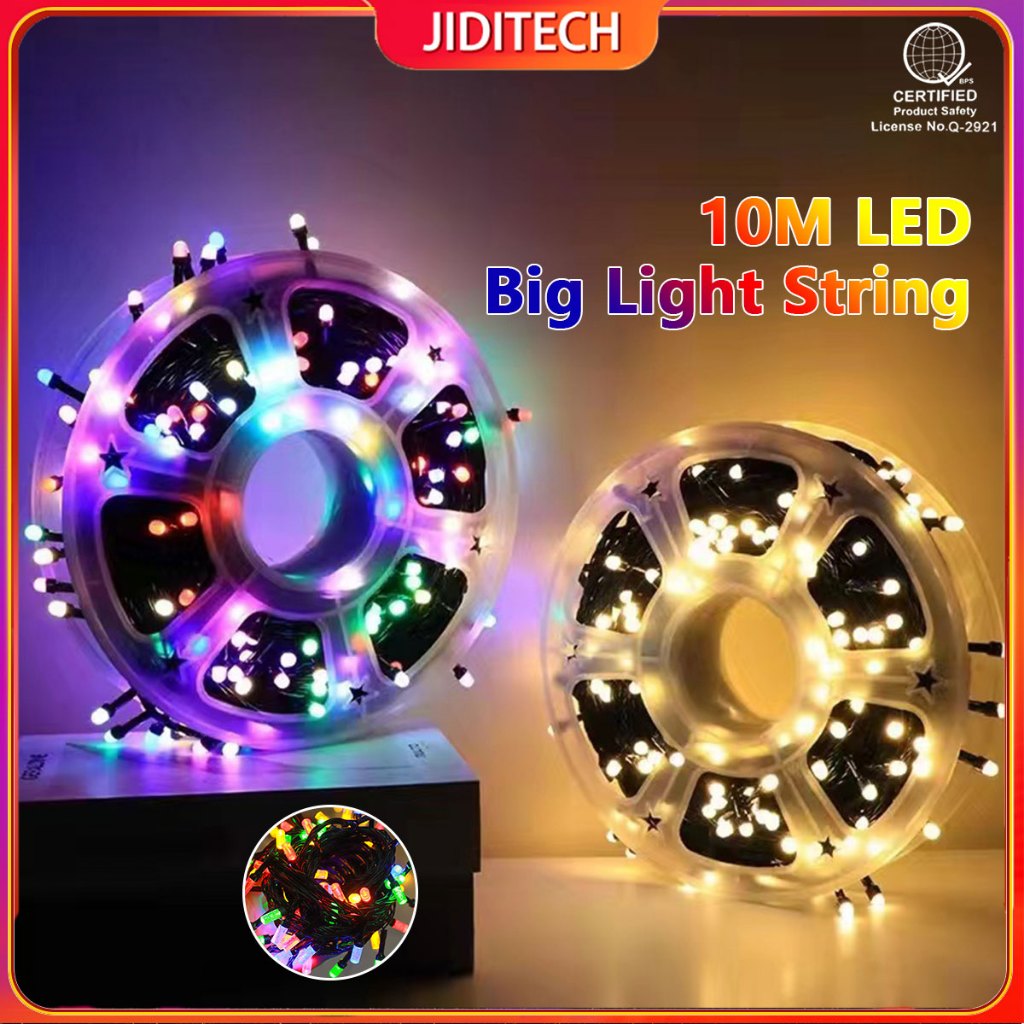 Jiditech 10M LED Big Light String Light Christmas Lights Outdoor ...