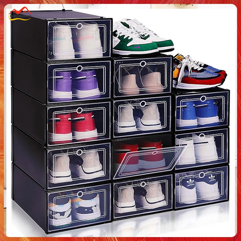 Large Size Shoe Box Foldable Drawer Hard Plastic Shoe Storage Organizer ...