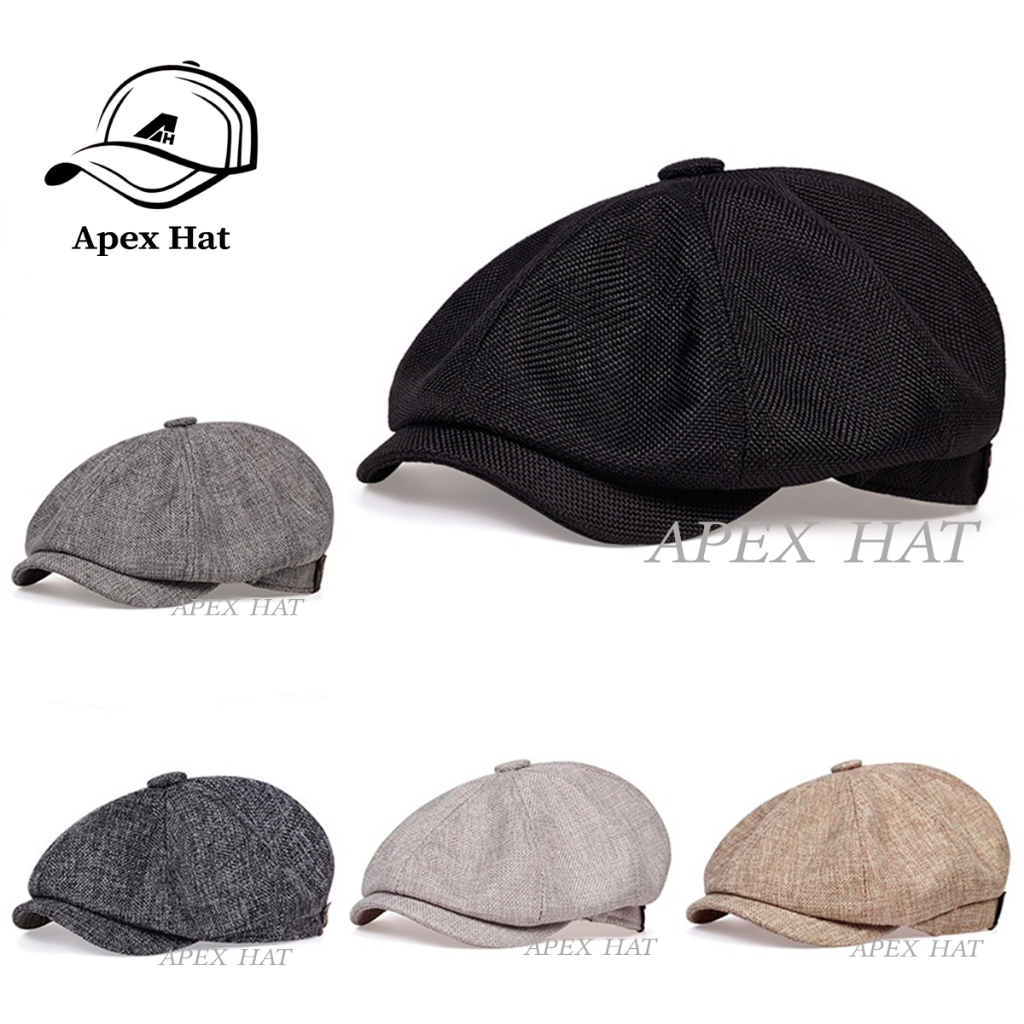 Retro Newsboy Caps Men Hat Herringbone Flat Cap Classical Artist Paint ...