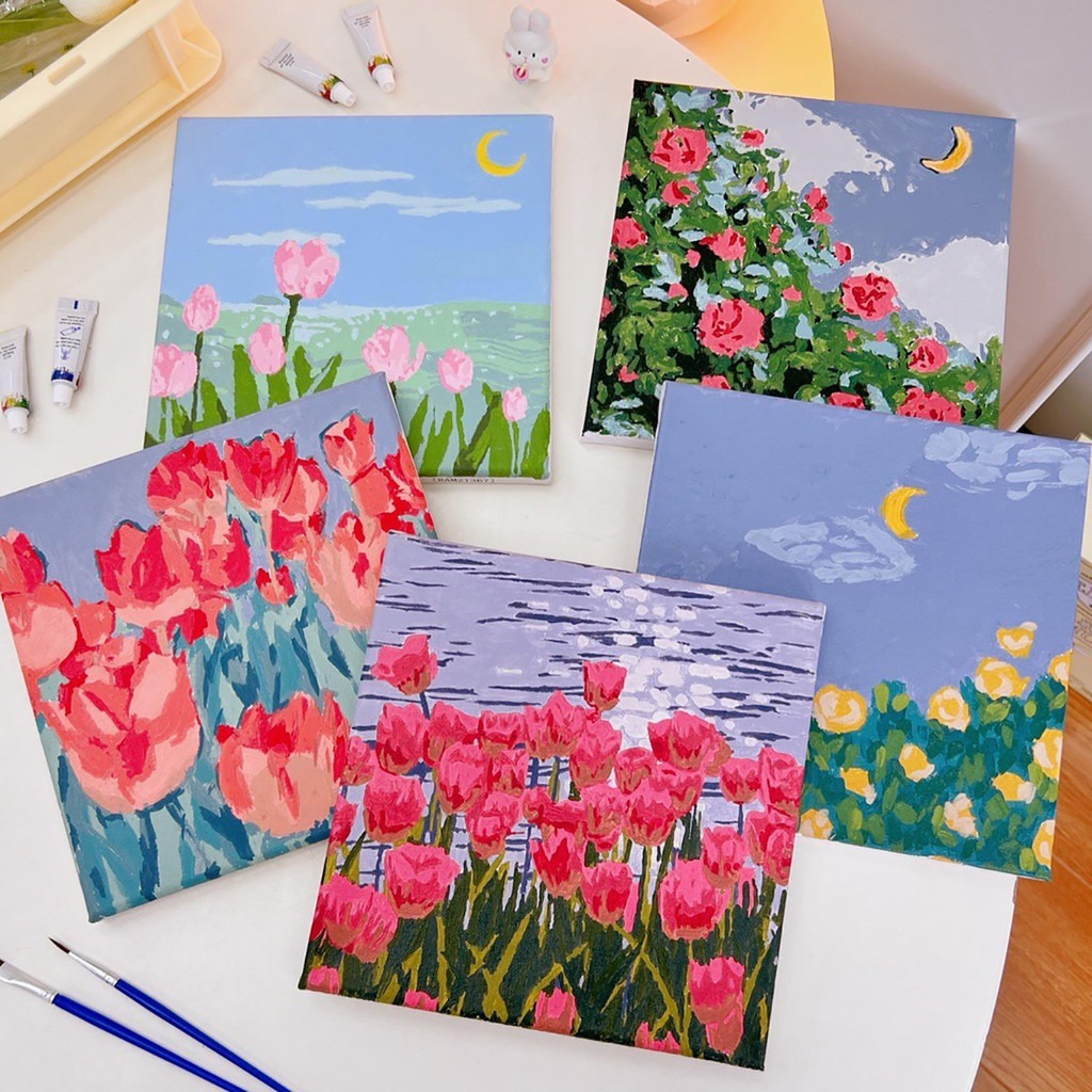 20x20cm Digital Oil Paint By Numbers DIY Canvas Frame Painting for Kid ...