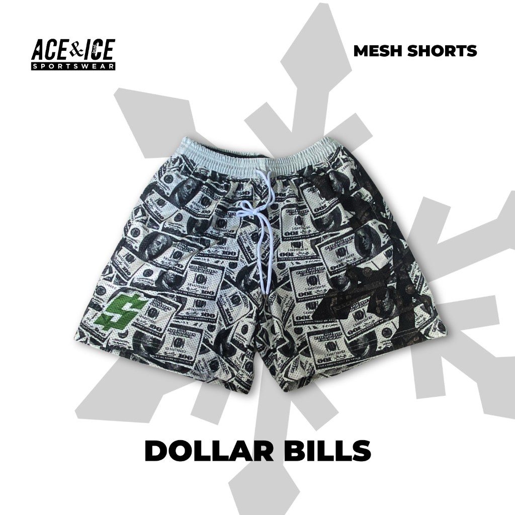 Dollar Bills Mesh Shorts for Unisex Sportswear Men's Mesh