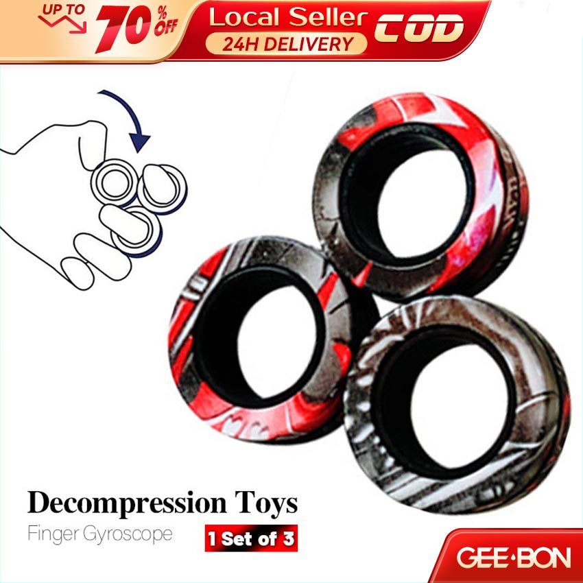 GEEBON 3pcs Magnetic Rings Anti Stress Fidget Toy Magic Finger Spinner ...