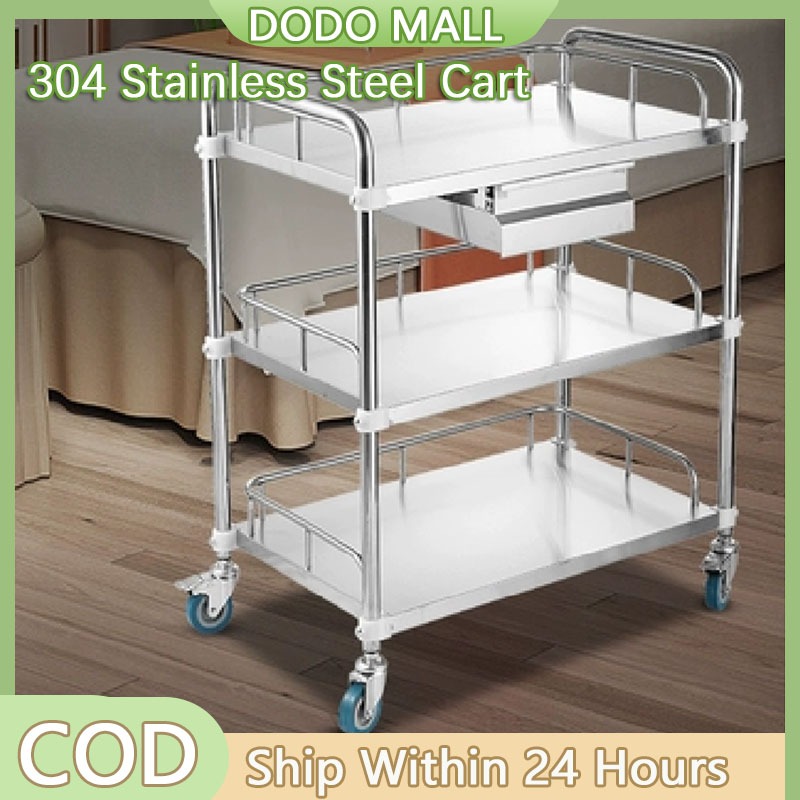 Portable Medical Trolley Stainless Steel Utility Trolley Laboratory ...