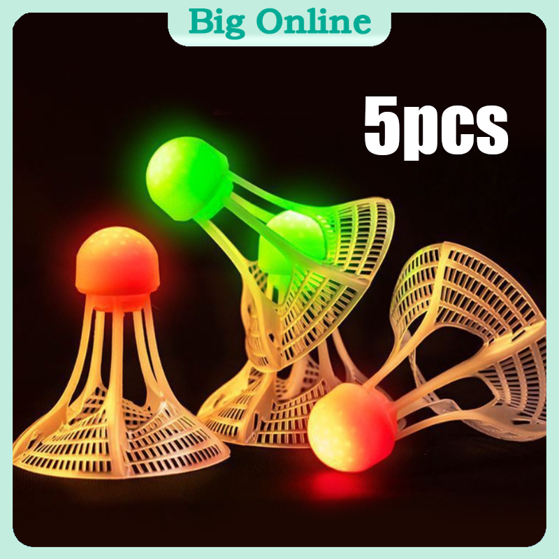 5pcs Luminous Windproof Shuttlecock Nighttime Light Windproof Badminton ...