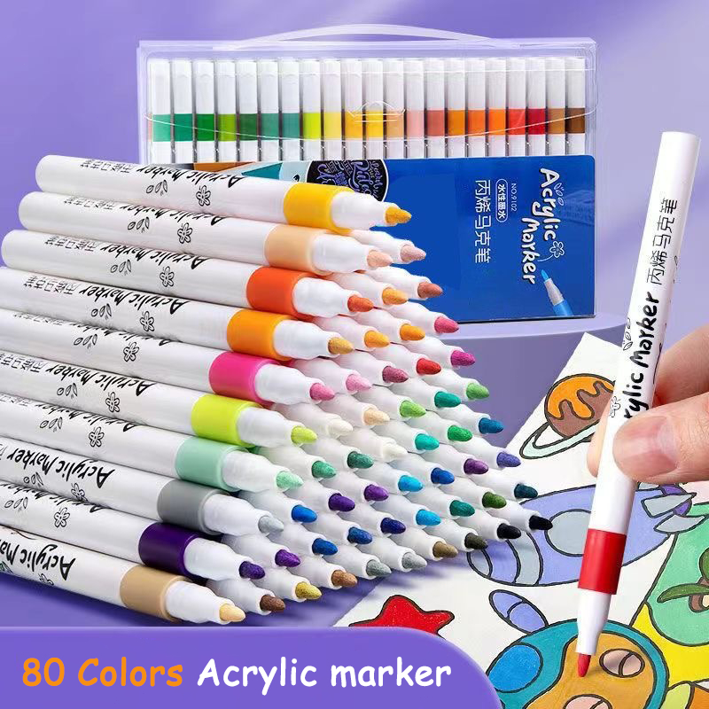 BK Acrylic Marker Pen Set – 12/24/36/48/60 Colors, Waterproof & Non ...
