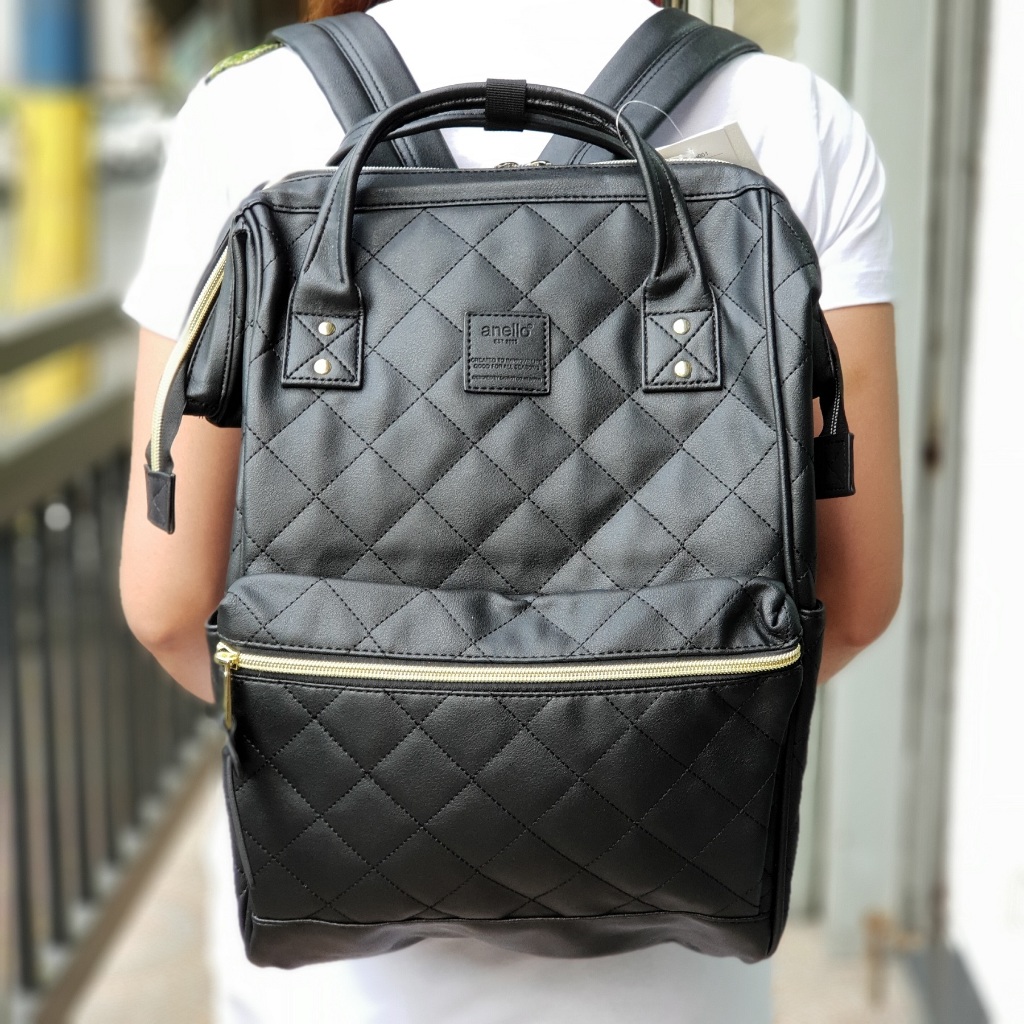 Anello Japan Made Quilting PU Faux Leather Hinged Clasp Unisex Backpack ...