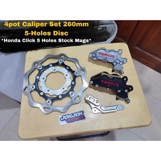 HONDA CLICK 260mm 5 Holes Disc 4pot Caliper Set (*For Click Stock Mags ...
