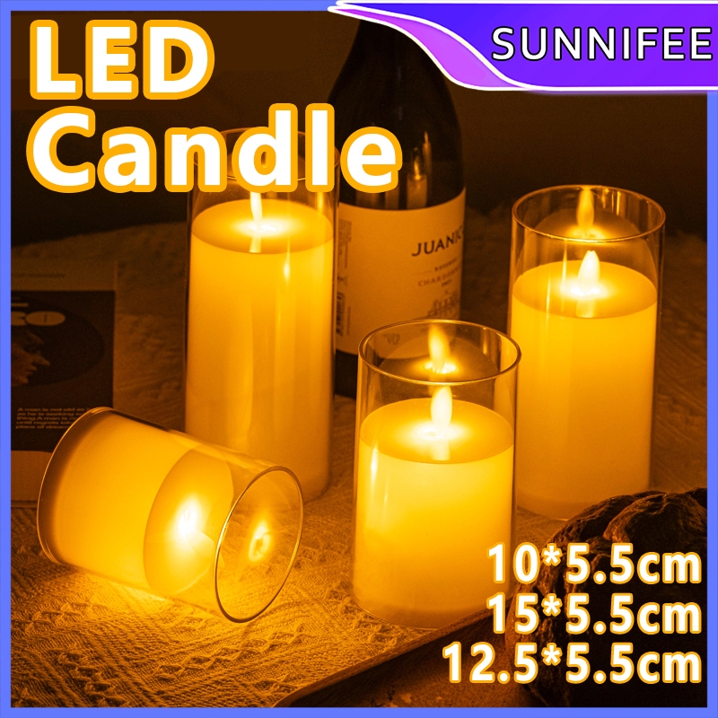 LED Flameless Candle Wedding Party Christmas Decor Candle With Glass ...