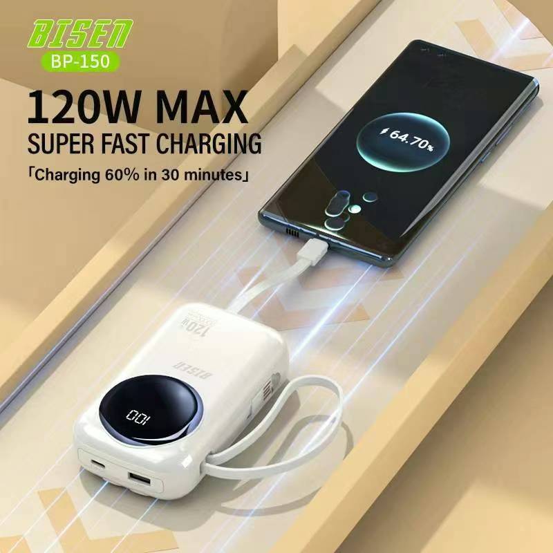 BISEN BP150 20000mAh Powerbank 120W Fast Charging Power bank BuiltIn