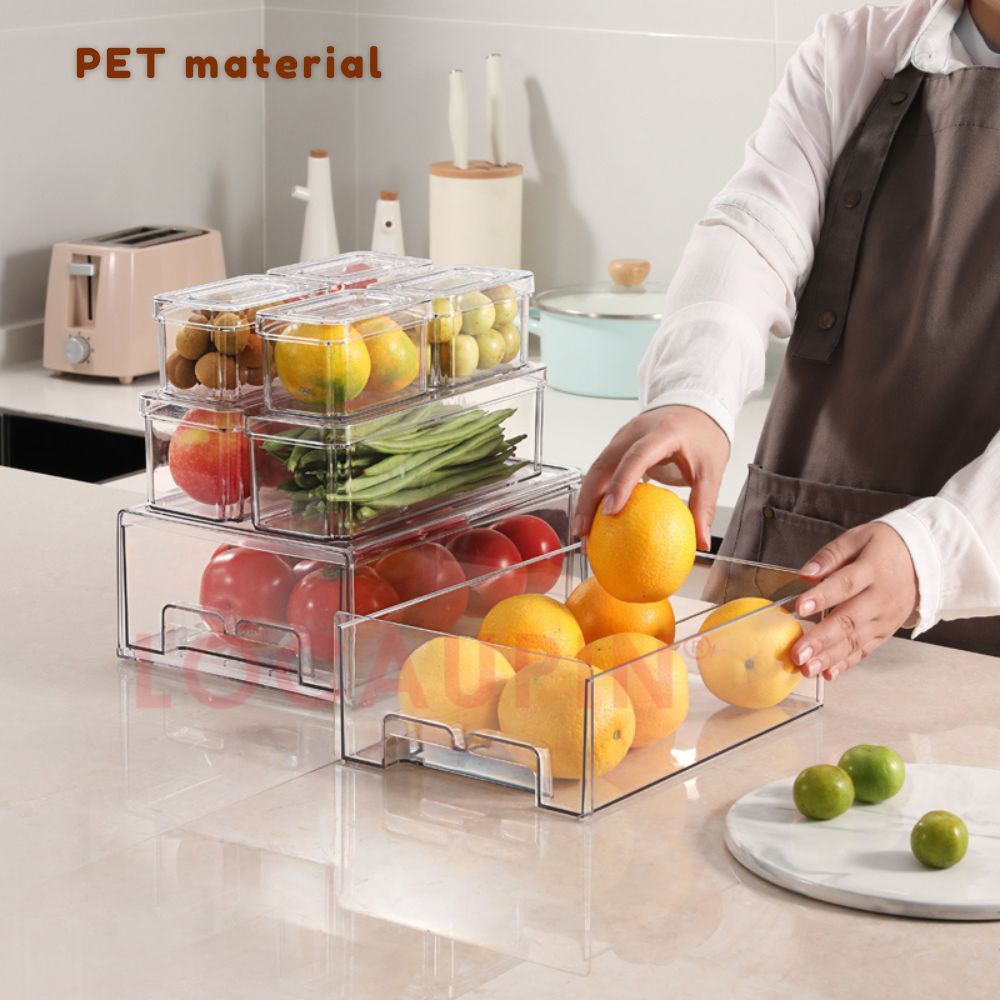 LOCAUPIN Stackable Food Container Fruit Vegetable Drawer Storage Keeper ...