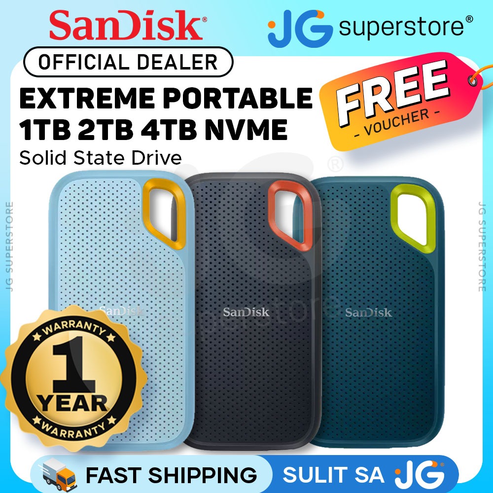 SanDisk Extreme Portable 1TB 2TB 4TB SSD w/ 1050MB/s Read Speed, IP65 ...