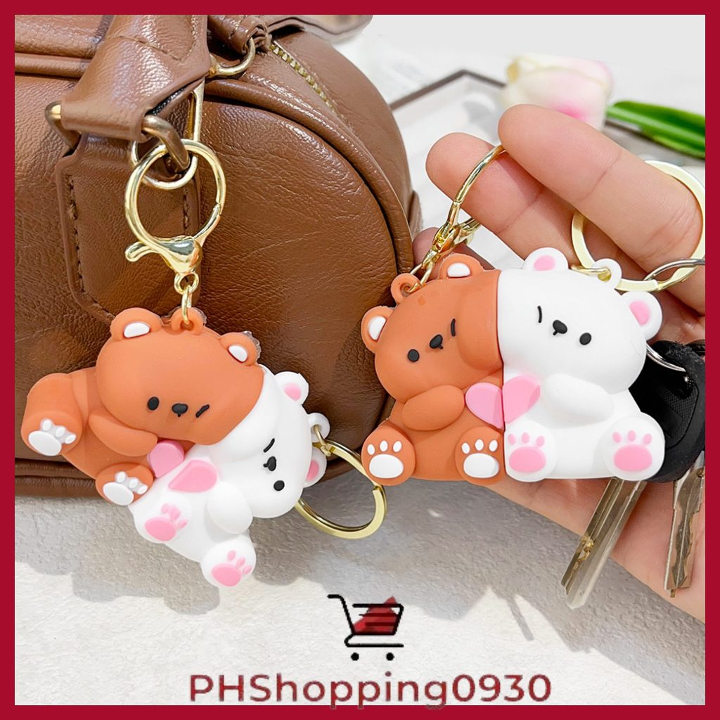 2pcs Bear Set Couple Key Rings Pendant Small Gift Cartoon Bear Cute ...