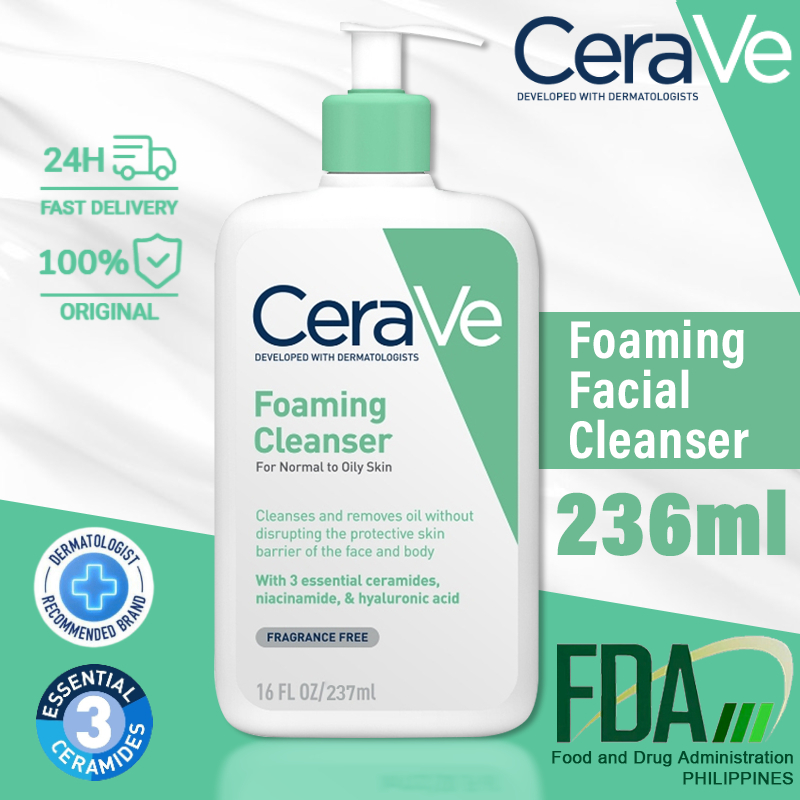 CeraVe Foaming Facial Cleanser 237ml For Normal to Oily Skin With Oil ...