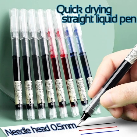 20pcs Straight Liquid Pen 0.5mm Gel Pen Quick-Drying Rollerball Neutral ...
