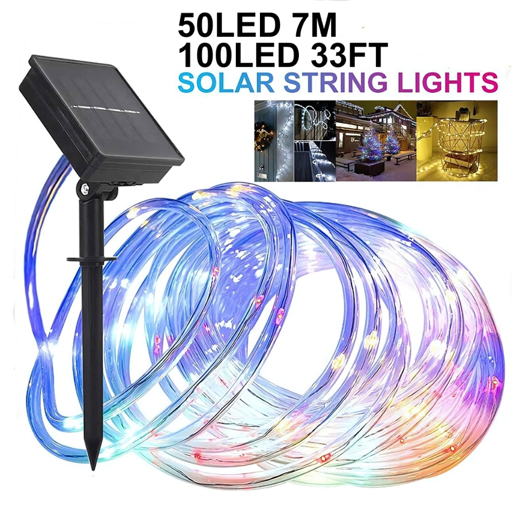 100 LEDs & 50 LEDs Rope Light Solar String Light for Holidays Garland ...