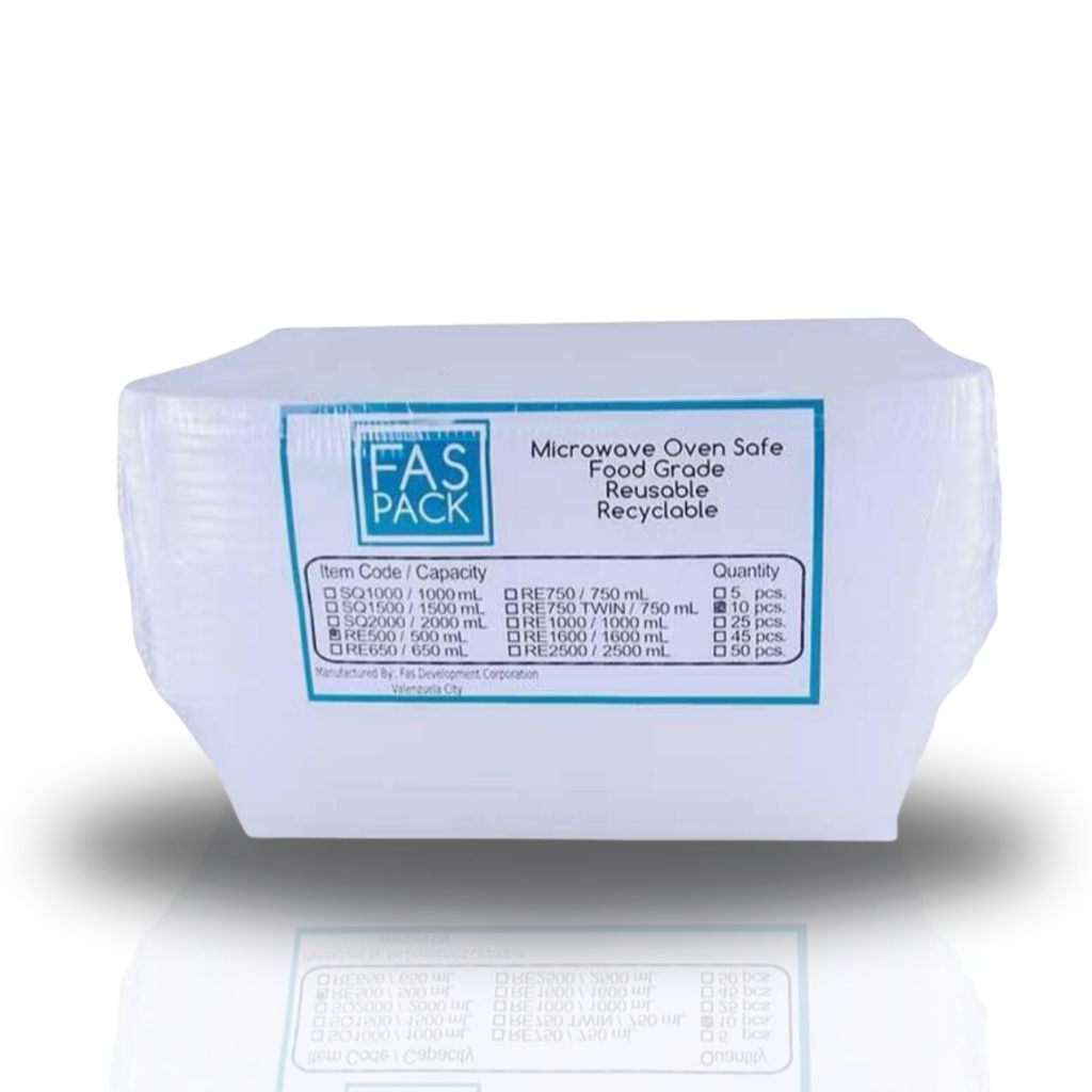 Fas Pack Rectangle Microwavable Containers – 500mL, 750mL, 1L, and 1.2L ...
