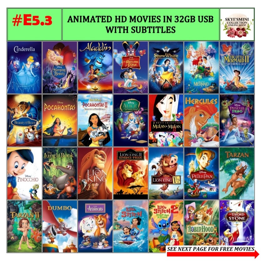 USB Flash Drive with Animation Movies (Subtitles Included) E53 | Shopee ...