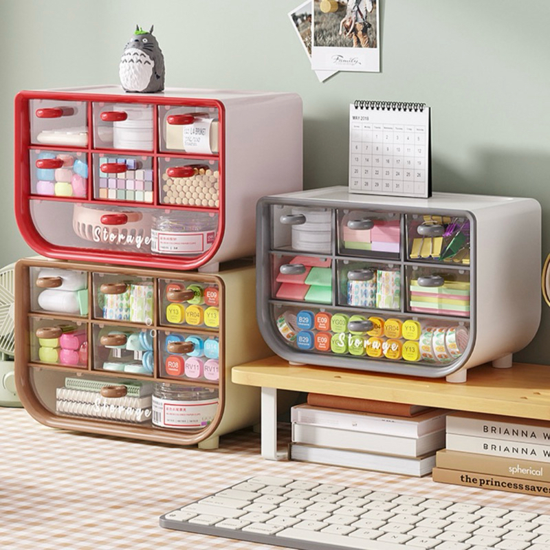 Round-edge Double Color 7 Slots Desk Organizer Mini Drawers Storage Box ...