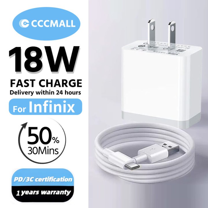 CCC 100% For Infinix 18W Fast Charging Adapter 6A Micro USB Typec-C ...