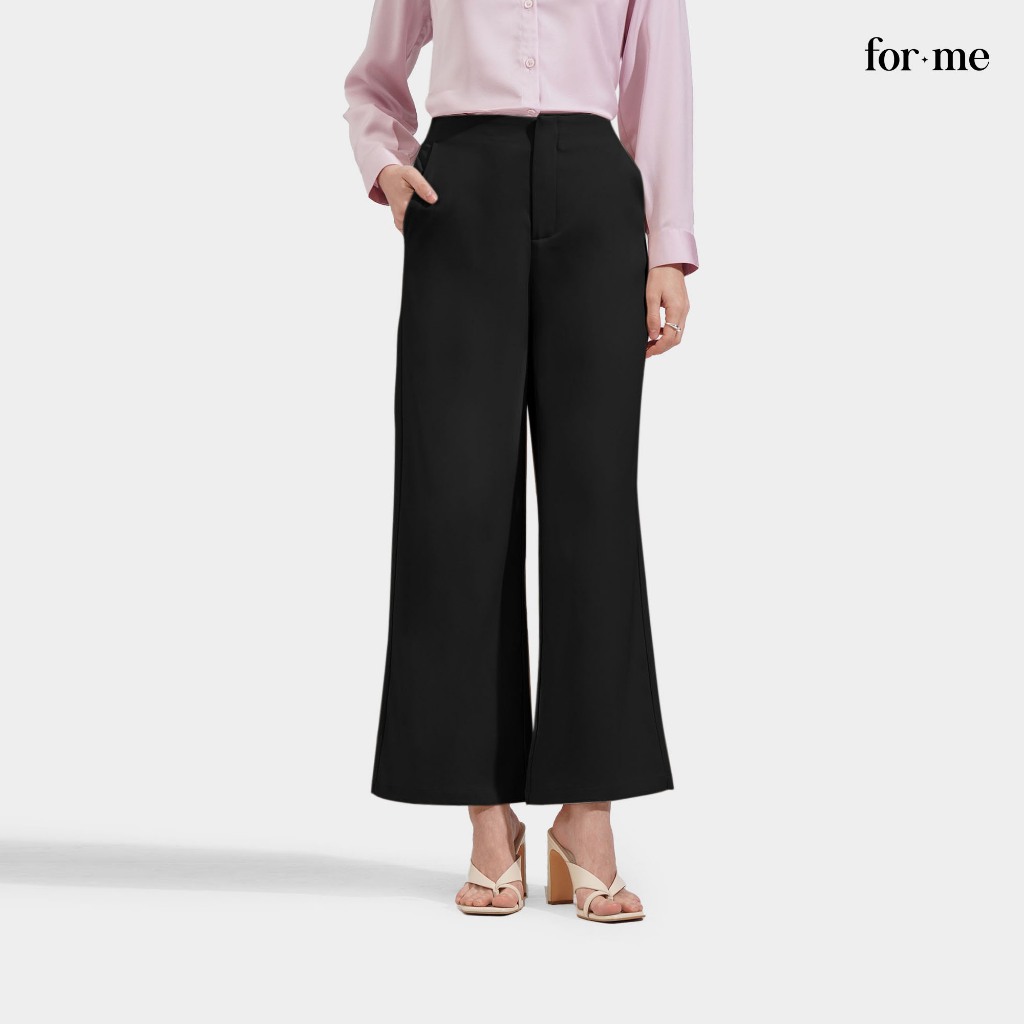 ForMe Straight Long Pants For Women (Black/Cream) | Shopee Philippines