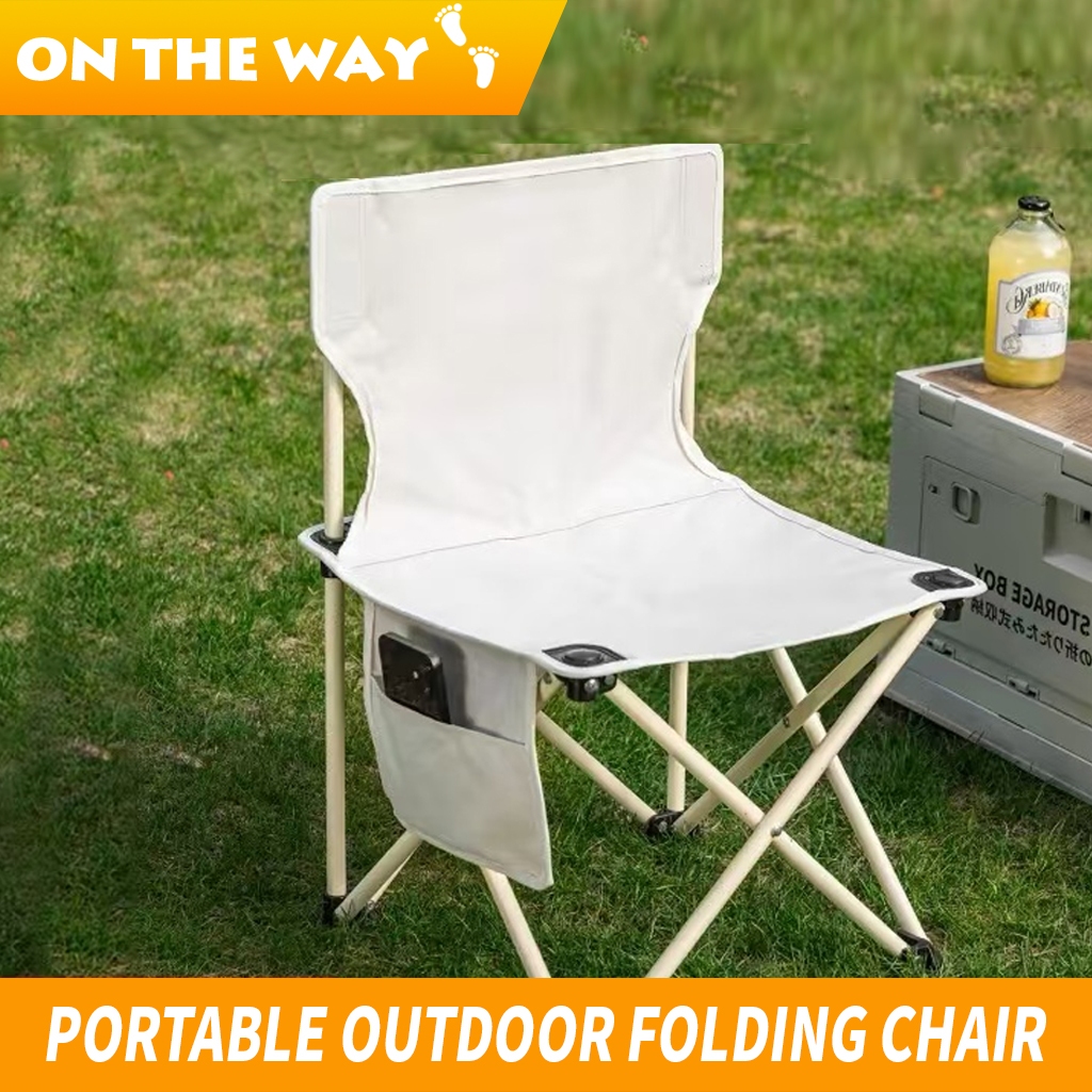 Folding Chair White Outdoor Foldable Camping Picnic Heavy duty Fishing  Beach Portable Lightweight - Main Image