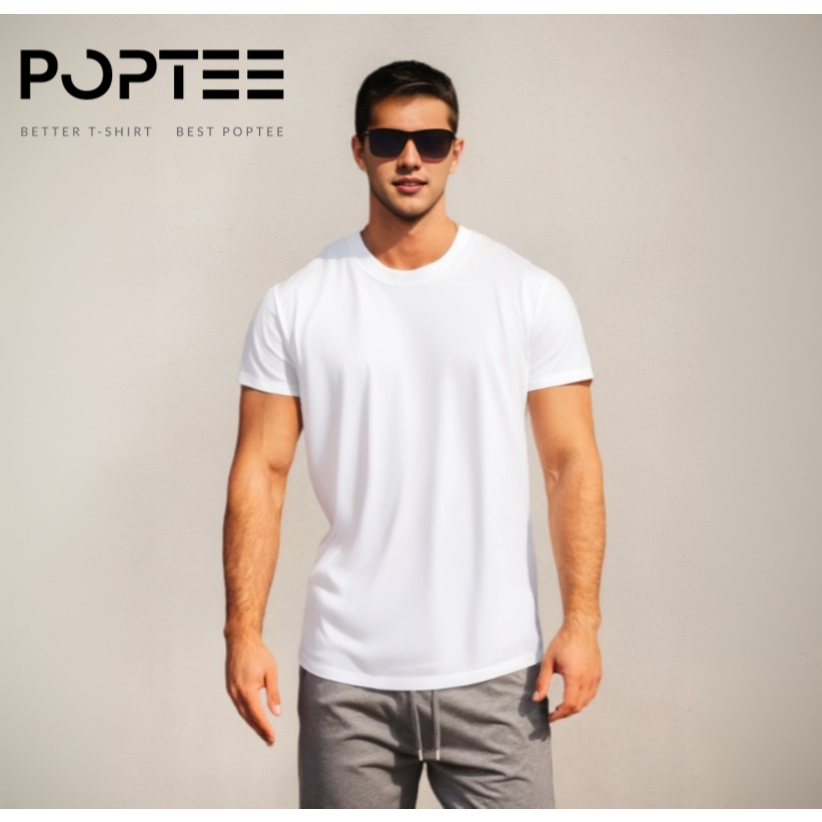 Cotton Best Quality White T Shirts POPTEE T-Shirt 100% Cotton Soft