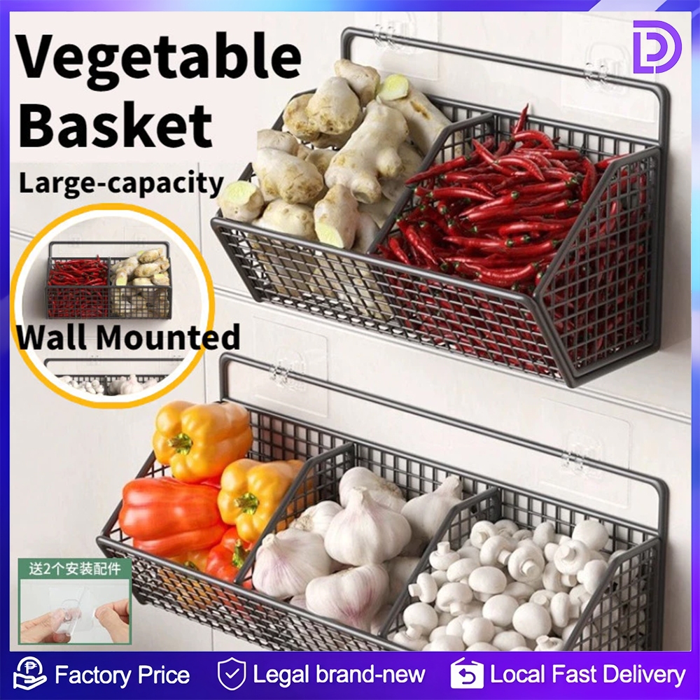 Kitchen Wall Mounted Green Onion Ginger Garlic Storage Rack Non ...