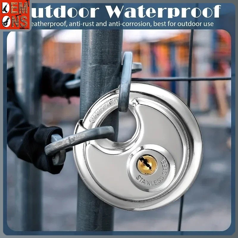 Disc Padlock with Stainless Steel Anti-Theft Large Round Disc Lock for ...