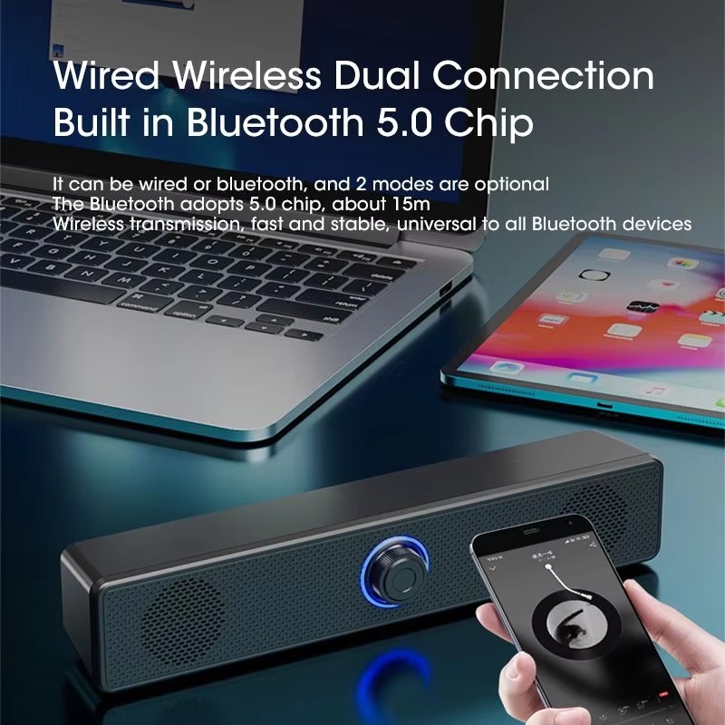Bluetooth Computer Speakers Wired Surround Sound Bar Stereo Subwoofer ...