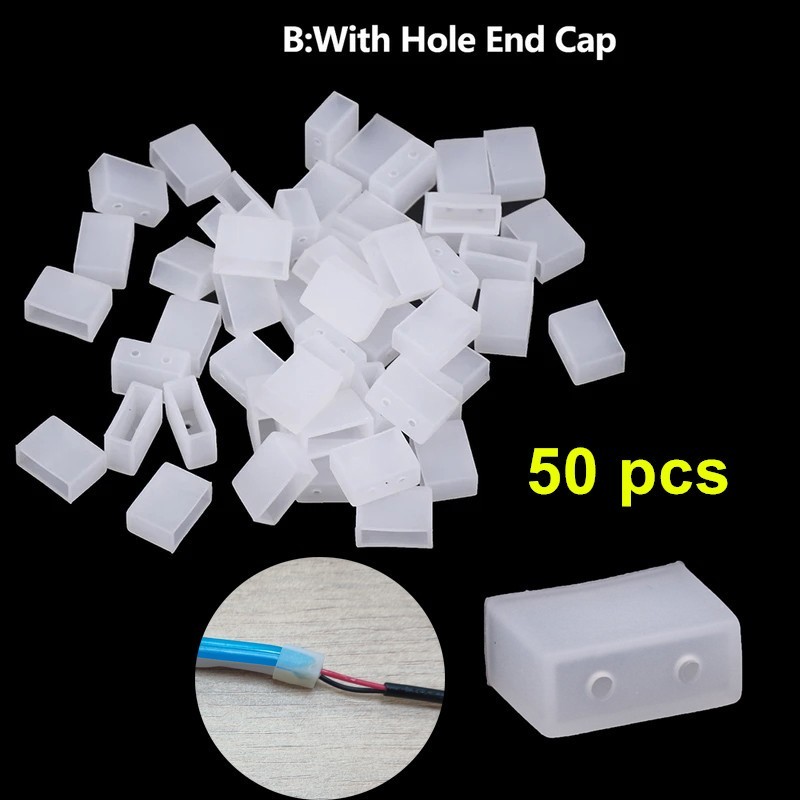 50PCS LED Strip Light End Cap Waterproof Silicone Plug Cover LED Neon ...