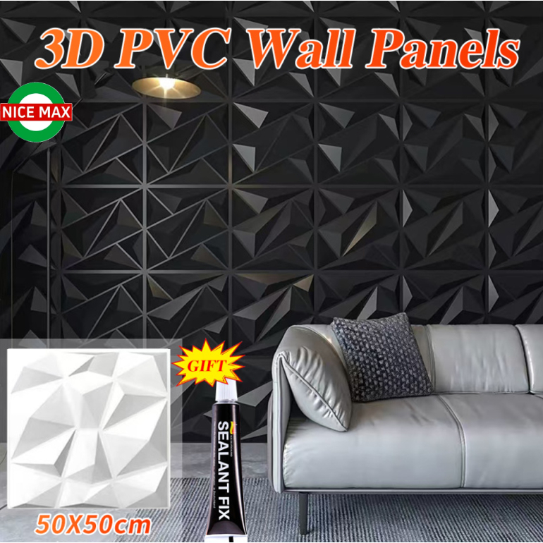 PVC 3D Background Wall Sticker DIY Creative Wallpaper Waterproof Home ...