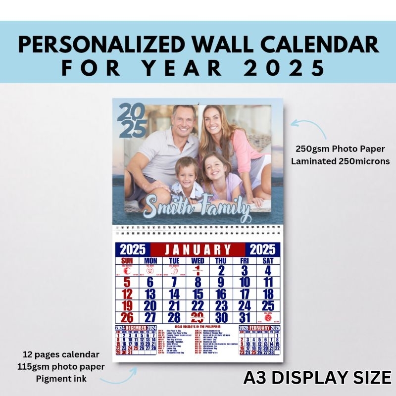 2025 Personalized Wall Calendar A3 Display Size | Shopee Philippines